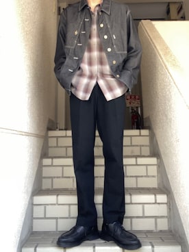 「WYM」｜「アイテム（カバーオール）」を使った、ともきさん（メンズ・172cm）の秋コーディネート
