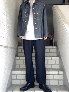 「WYM」｜「アイテム（デニムジャケット）」を使った、ともきさん（メンズ・172cm）の春コーディネート