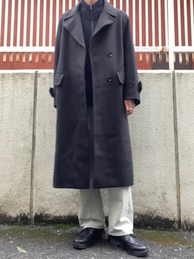 「LIDNM（リドム）のアイテム（チェスターコート）」を使った、ともきさん（メンズ・172cm）の冬コーディネート