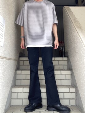 「フレアデニム」｜ともきさん（メンズ・172cm）の夏コーディネート