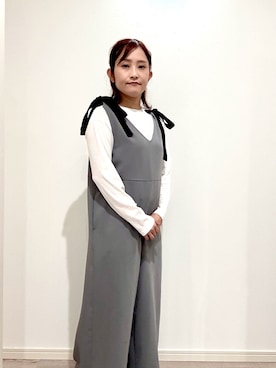 「アイテム（オールインワン・サロペット）」を使った、ゆっかさん（レディース・146cm）の秋コーディネート