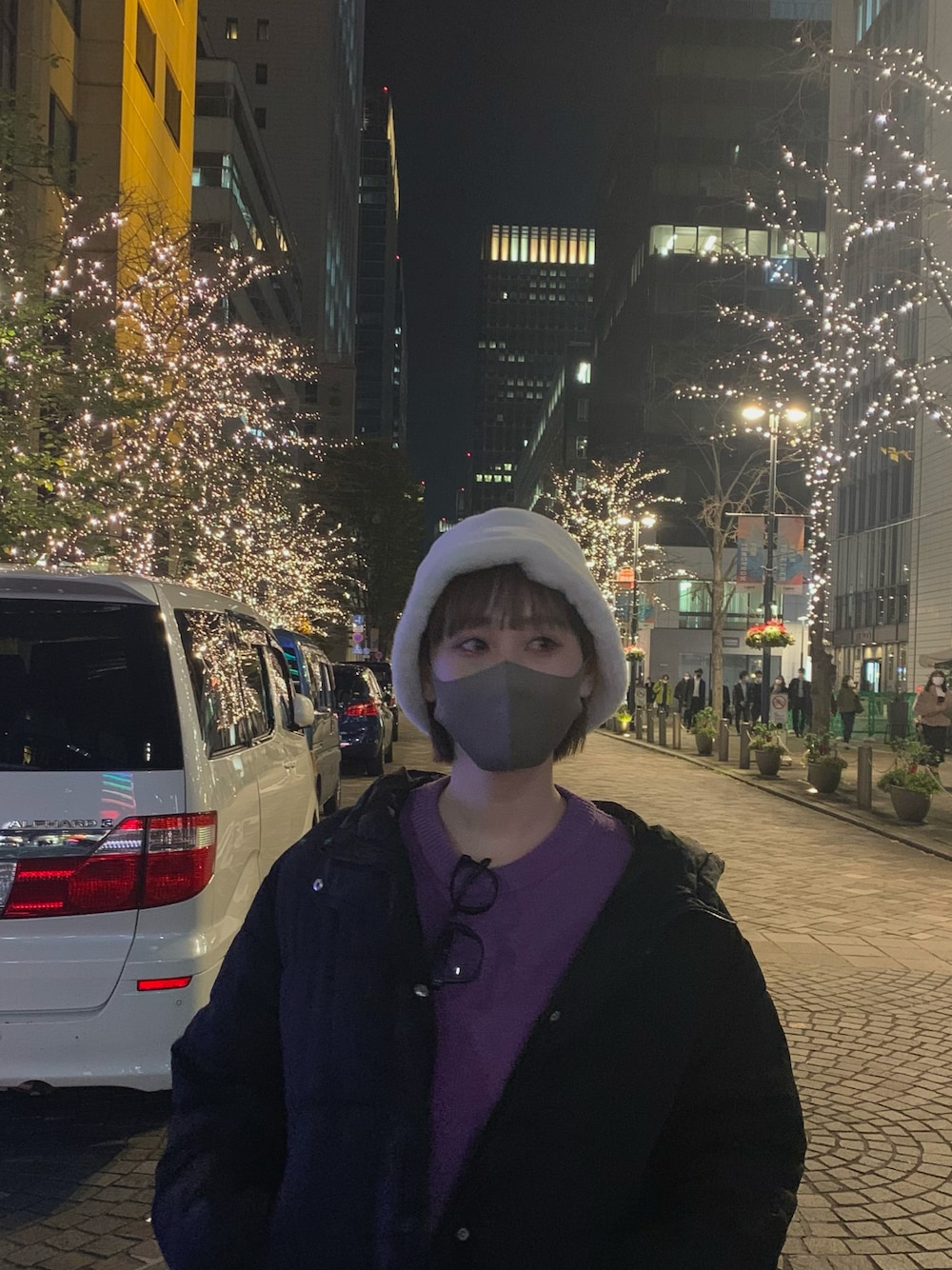 「ゆるコーデ、お出かけコーデ、おしゃれさんと繋がりたい、今日のコーデ、ootd、差し色、いいね、save、フォローお願いします🤑、高身長女子、バケットハット、GU、メンズライク」｜「c.u.lの【c.u.l】フェイクファーバケットハット cula281（ハット、ホワイト系）」を使った、しゃけまるさん（レディース・165cm）の冬コーディネートの1枚目の写真
