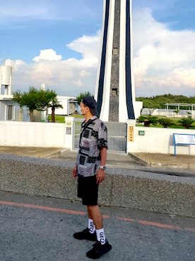 「GEO（ジェオ）のアイテム」を使った、蔡品浩さん（メンズ・168cm）の夏コーディネート