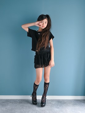 「アイテム（スカート）」を使った、りこすずさん（キッズ・137cm）の秋コーディネート