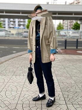 トレンチコートを使った 巾着バッグ のレディース人気ファッションコーディネート Wear