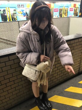 「アイテム（ダウンジャケット/コート）」を使った、コカリさん（レディース・158cm）の冬コーディネート