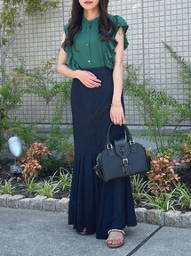 RANDEBOO（ランデブー） ネイビー シフォン マーメイドスカート RANDEBOO（ランデブー）の「Mermaid chiffon denim skirt