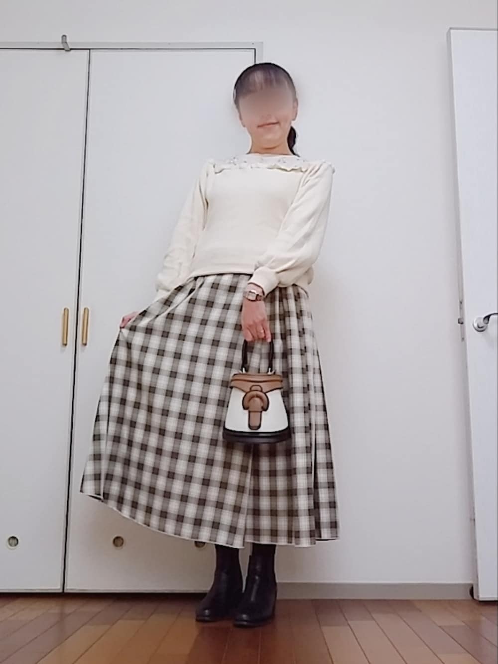 ehka sopo（エヘカソポ）の「チェック柄ラッププリーツスカート