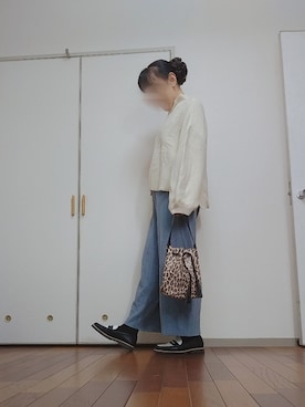 「MERLOT（メルロー）のハイネックバルーンスリーブニットトップス1000/079-7179（ニット/セーター）」を使った、◌̥*⃝ きぬ　🐾　さん（レディース・156cm）の秋コーディネート