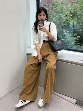 「russet（ラシット）のエニーショルダーバッグ（ショルダーバッグ、ブラック系）」を使った、asaさん（レディース・163cm）の夏コーディネート