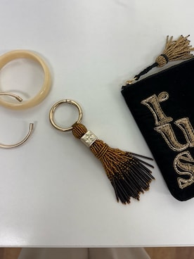 「russet（ラシット）の【インド製】ビーズタッセルチャーム（キーホルダー、ブラウン系）」を使った、asaさん（レディース・163cm）の夏コーディネート