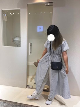 「GU（ジーユー）のアイテム（シャツワンピース）」を使った、りゆさん（レディース・159cm）の夏コーディネート