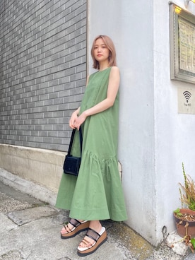 「#murua_by_staff」｜「アイテム（ワンピース/ドレス）」を使った、金澤 葵さん（レディース・158cm）の春コーディネート