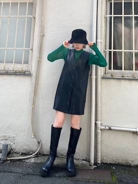「158cmコーデ」｜「アイテム（帽子）」を使った、金澤 葵さん（レディース・158cm）の夏コーディネート