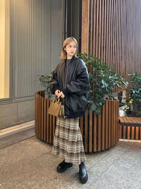 「#今日のコーデ」｜「アイテム（ブルゾン）」を使った、金澤 葵さん（レディース・158cm）の秋コーディネート