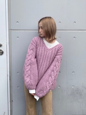 「MURUA（ムルーア）のストレッチブーツ（ブーツ）」を使った、金澤 葵さん（レディース・158cm）の冬コーディネート