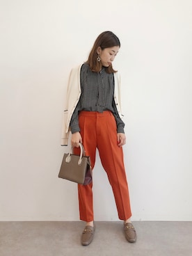 「ボウタイ」｜「アイテム（アクセサリー）」を使った、sakiyoさん（レディース・161cm）の秋コーディネート