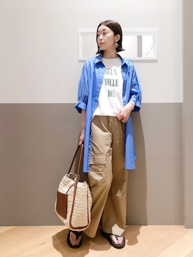 「YECCA VECCA（イェッカヴェッカ）のアイテム（トートバッグ）」を使った、sakiyoさん（レディース・161cm）の夏コーディネート