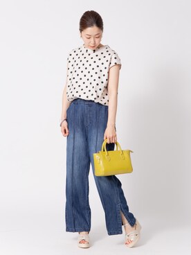 「アイテム（バングル/リストバンド、パープル系）」を使った、sakiyoさん（レディース・161cm）の春コーディネート