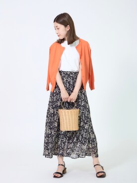 「YECCA VECCA（イェッカヴェッカ）のアイテム（カーディガン/ボレロ）」を使った、sakiyoさん（レディース・161cm）の夏コーディネート