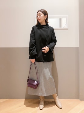 「YECCA VECCA（イェッカヴェッカ）のアイテム（ノーカラーコート）」を使った、sakiyoさん（レディース・161cm）の冬コーディネート