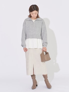 「YECCA VECCA（イェッカヴェッカ）のアイテム（スカート）」を使った、sakiyoさん（レディース・161cm）の冬コーディネート