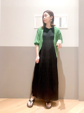 「YECCA VECCA（イェッカヴェッカ）のアイテム（カーディガン/ボレロ）」を使った、sakiyoさん（レディース・161cm）の夏コーディネート