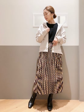 「幾何学柄」｜sakiyoさん（レディース・161cm）の秋コーディネート
