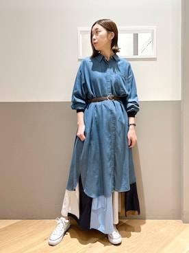 「アイテム（シャツワンピース）」を使った、sakiyoさん（レディース・161cm）の春コーディネート