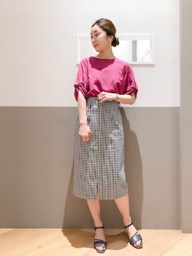 「タックブラウス」｜sakiyoさん（レディース・161cm）の夏コーディネート