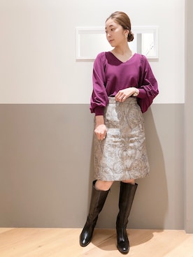 「YECCA VECCA（イェッカヴェッカ）のアイテム（スカート）」を使った、sakiyoさん（レディース・161cm）の秋コーディネート