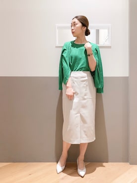 「YECCA VECCA（イェッカヴェッカ）のアイテム（カーディガン/ボレロ）」を使った、sakiyoさん（レディース・161cm）の春コーディネート