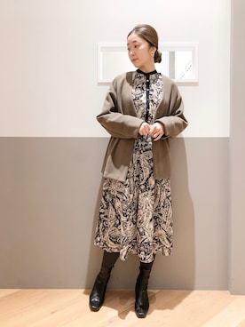「コーディガン」｜「アイテム（その他アウター）」を使った、sakiyoさん（レディース・161cm）の冬コーディネート