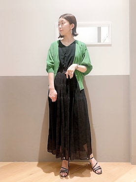 「YECCA VECCA（イェッカヴェッカ）のアイテム（カーディガン/ボレロ）」を使った、sakiyoさん（レディース・161cm）の夏コーディネート