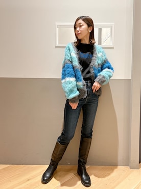 「YECCA VECCA（イェッカヴェッカ）のアイテム（カーディガン/ボレロ）」を使った、sakiyoさん（レディース・161cm）の冬コーディネート