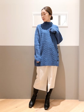 「ロングニット」｜sakiyoさん（レディース・161cm）の冬コーディネート