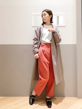 「ビットローファー」｜「アイテム（その他アウター）」を使った、sakiyoさん（レディース・161cm）の冬コーディネート