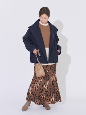 「ニットベスト」｜「アイテム（その他アウター）」を使った、sakiyoさん（レディース・161cm）の冬コーディネート
