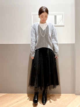 「YECCA VECCA（イェッカヴェッカ）のアイテム（カーディガン/ボレロ）」を使った、sakiyoさん（レディース・161cm）の冬コーディネート