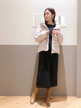 「YECCA VECCA（イェッカヴェッカ）のアイテム（イヤリング）」を使った、sakiyoさん（レディース・161cm）の冬コーディネート