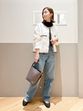 「Editt by YECCA VECCA（エディットバイイェッカヴェッカ）のアイテム（ノーカラージャケット）」を使った、sakiyoさん（レディース・161cm）の秋コーディネート