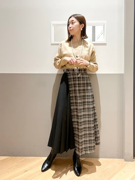 「YECCA VECCA（イェッカヴェッカ）のアイテム（スカート）」を使った、sakiyoさん（レディース・161cm）の冬コーディネート