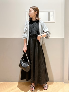 「チュール」｜「アイテム（ノーカラージャケット）」を使った、sakiyoさん（レディース・161cm）の夏コーディネート