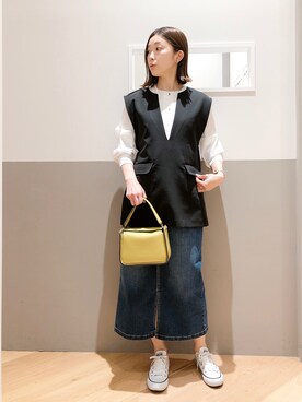 「YECCA VECCA（イェッカヴェッカ）のアイテム（トートバッグ）」を使った、sakiyoさん（レディース・161cm）の春コーディネート