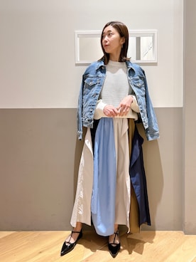 「透かし編みニット」｜「アイテム（ジャケット/アウター）」を使った、sakiyoさん（レディース・161cm）の春コーディネート