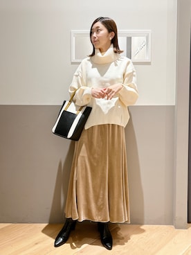 「YECCA VECCA（イェッカヴェッカ）のアイテム（スカート）」を使った、sakiyoさん（レディース・161cm）の冬コーディネート