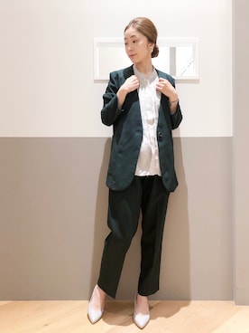 「YECCA VECCA（イェッカヴェッカ）のアイテム（ノーカラージャケット）」を使った、sakiyoさん（レディース・161cm）の秋コーディネート