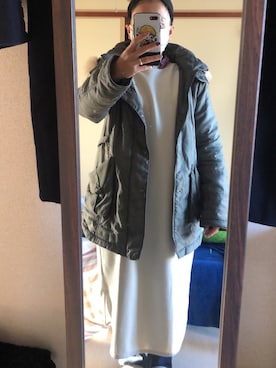 「Honeys（ハニーズ）のアイテム（ミリタリージャケット）」を使った、わんちゃんさん（レディース・153cm）の冬コーディネート