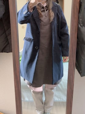 「Honeys（ハニーズ）のアイテム（シャツワンピース）」を使った、わんちゃんさん（レディース・153cm）の冬コーディネート