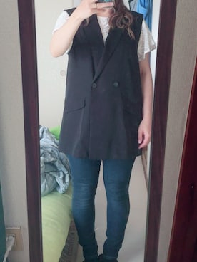 「Honeys（ハニーズ）のアイテム（Tシャツ/カットソー）」を使った、わんちゃんさん（レディース・153cm）の秋コーディネート